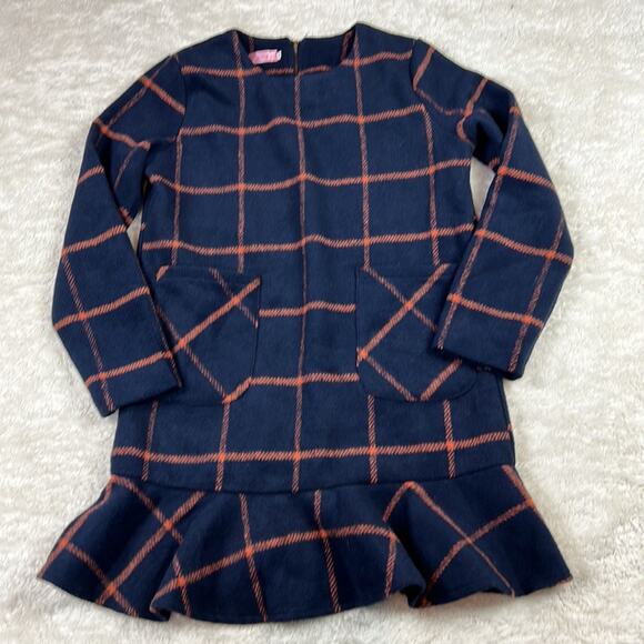 Blue and orange long sleeved drop waist dress, size med - Picture 3 of 8